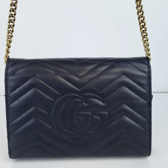 Gucci GG Marmont Chain Wallet Matelasse Leather - Picture 3 of 12